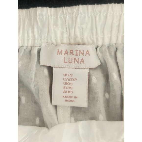 Marina Luna Womens S Eyelet Embroidered White PJ Shorts or Swim cover Shorts NWT - Picture 5 of 12